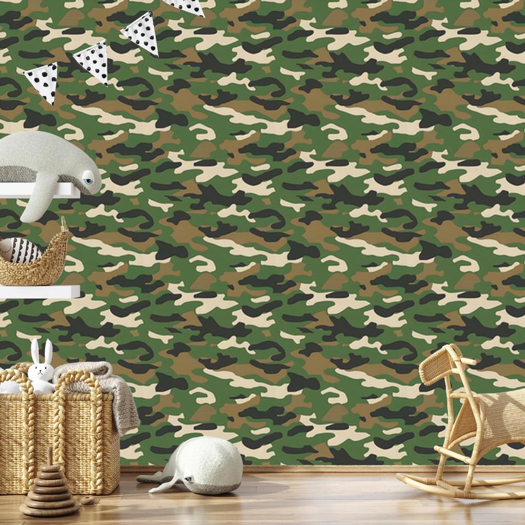 Military Camouflage Wallpaper Green and Olive for Living Room and Bedroom 50x1000