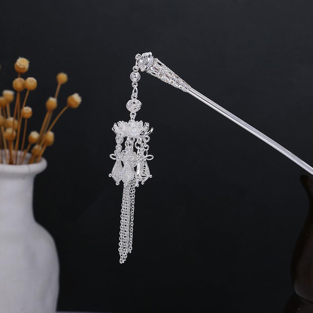 New Chinese Style National Tide Hairpin Minority Wind Hanfu Court Shaking Turquoise Hollow Flowers Tassel Hairpin