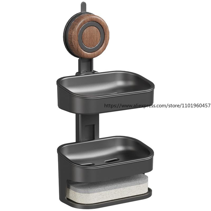 2025 New Double-Layer Suction Cup Soap Dish No Drilling Wall-Mounted Soap Holder for Multiple Soaps Drainage Design