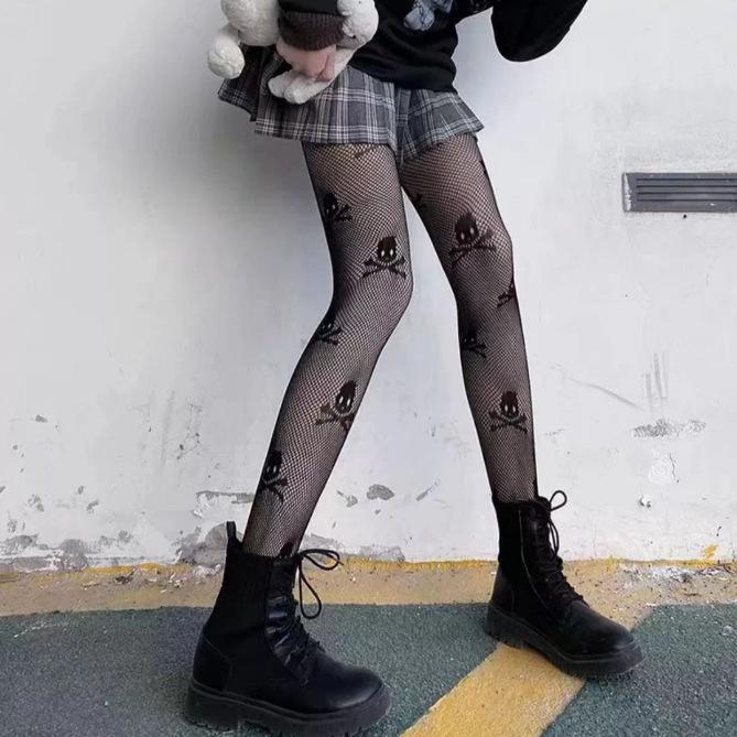 Spring And Autumn Retro American Asymmetrical Pure Desire Wind Hole Mesh Socks Explosive Subculture Personality Millennium Spice Girls Stockings