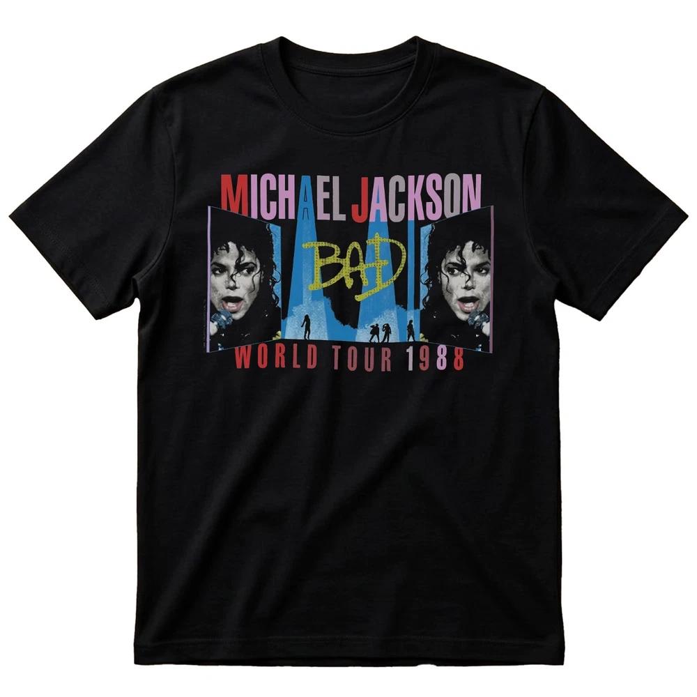 Michael Jackson Bad World Tour 1988 Retro Colorblock Black TShirt S