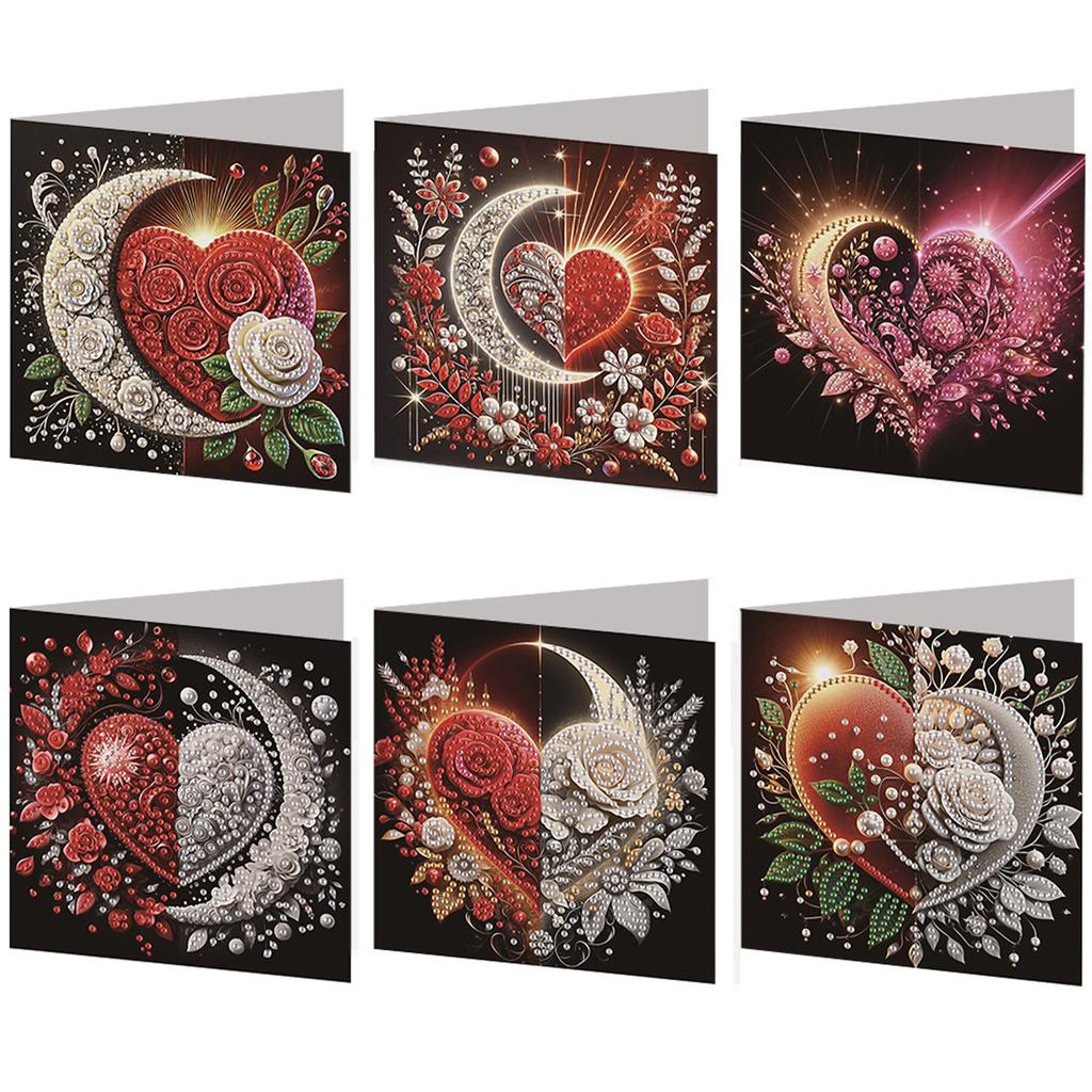 6pcs DIY Rhinestone Diamond Art Mosaic Postcards Diamond Art Greeting Cards for Xmas Birthdays Thanksgiving & Special Occasion