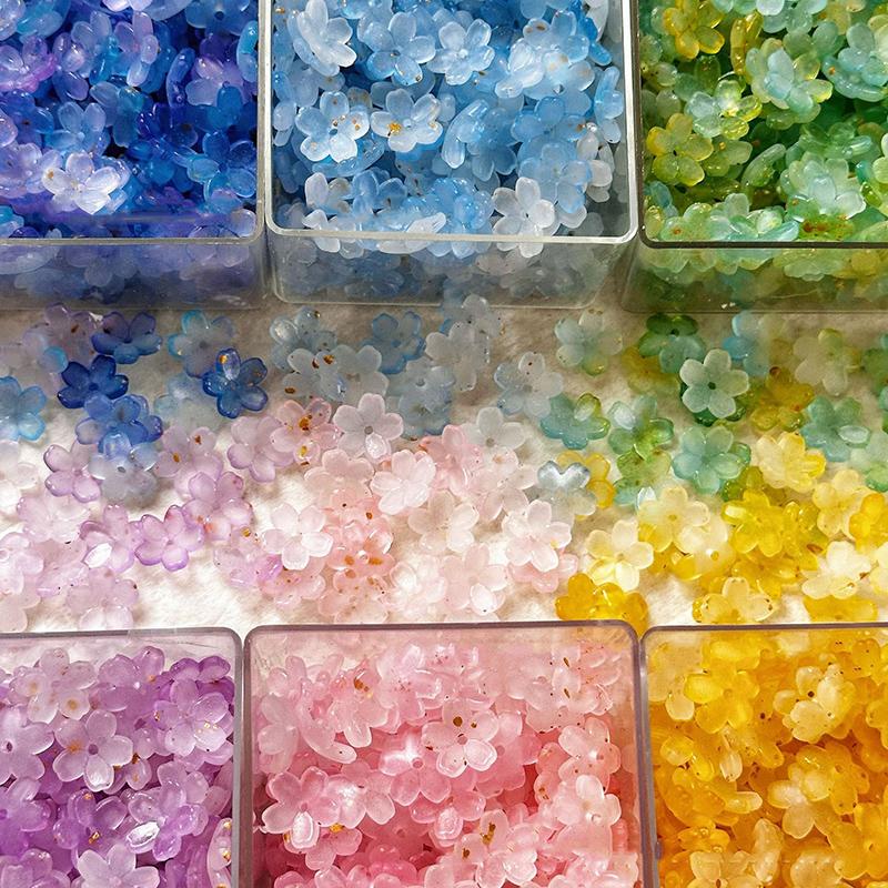 100 Piezas/lote 10mm Flores de Colores Cuentas Espaciadoras Acrílicas Para Fabricación de Joyería Pulsera DIY Accesorios de Collar