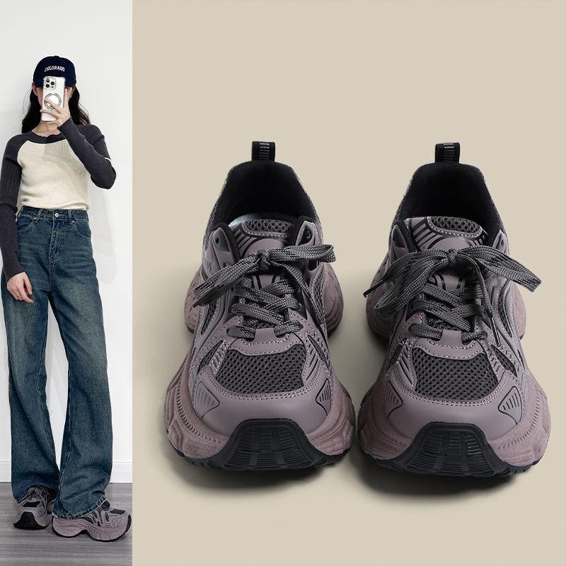 Purple sneakers women's autumn and winter new thick-soled lightweight casual breathable versatile dad shoes