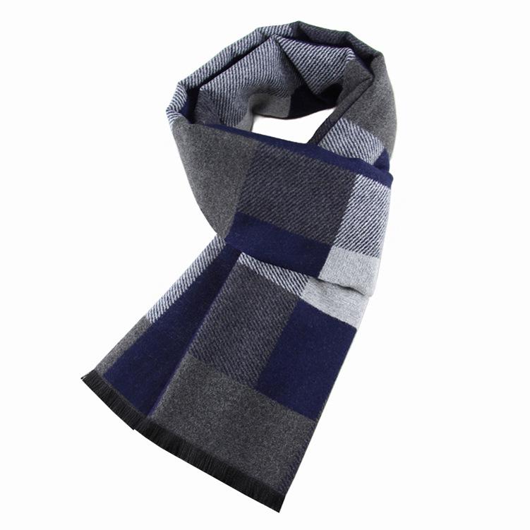 Winter 2026 Men's Fashion Jacquard Plush Scarf - Versatile Imitation Wool Plaid Neck Gaiter.