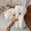 Women's Fluffy Winter Knit Gloves – Touchscreen, Half-Finger, Warm for Cycling