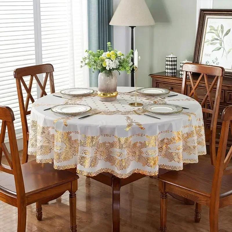 Pvc Round Table Waterproof Oil Proof Table Cloth Hot Stamping Coffee Tea Table Mat Hotel Anti Fouling Tables Towel Covers