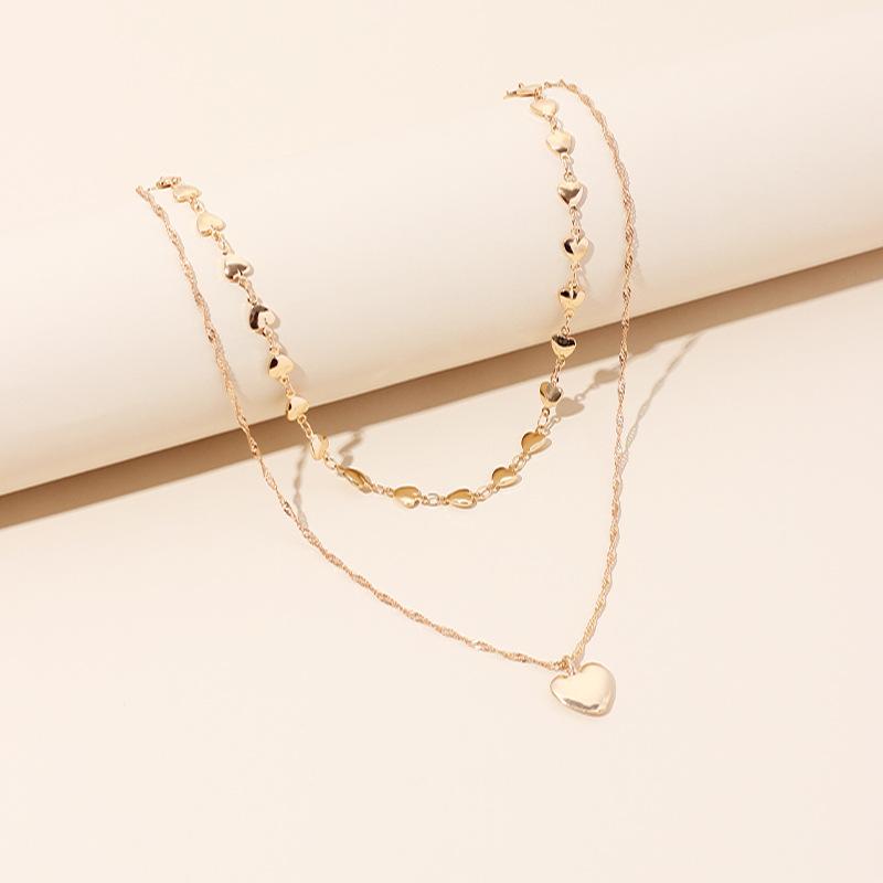 New accessories, Korean version of tide love pendant necklace, simple and fashionable double-layer love chain collarbone neck chain