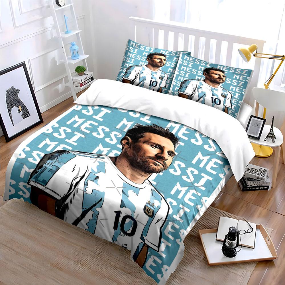 Player figure, repeated "Messi". Bedding sets Duvet cover sets Duvet covers Pillowcases(1 * Duvet Cover 2 * Pillowcases without duvet insert)