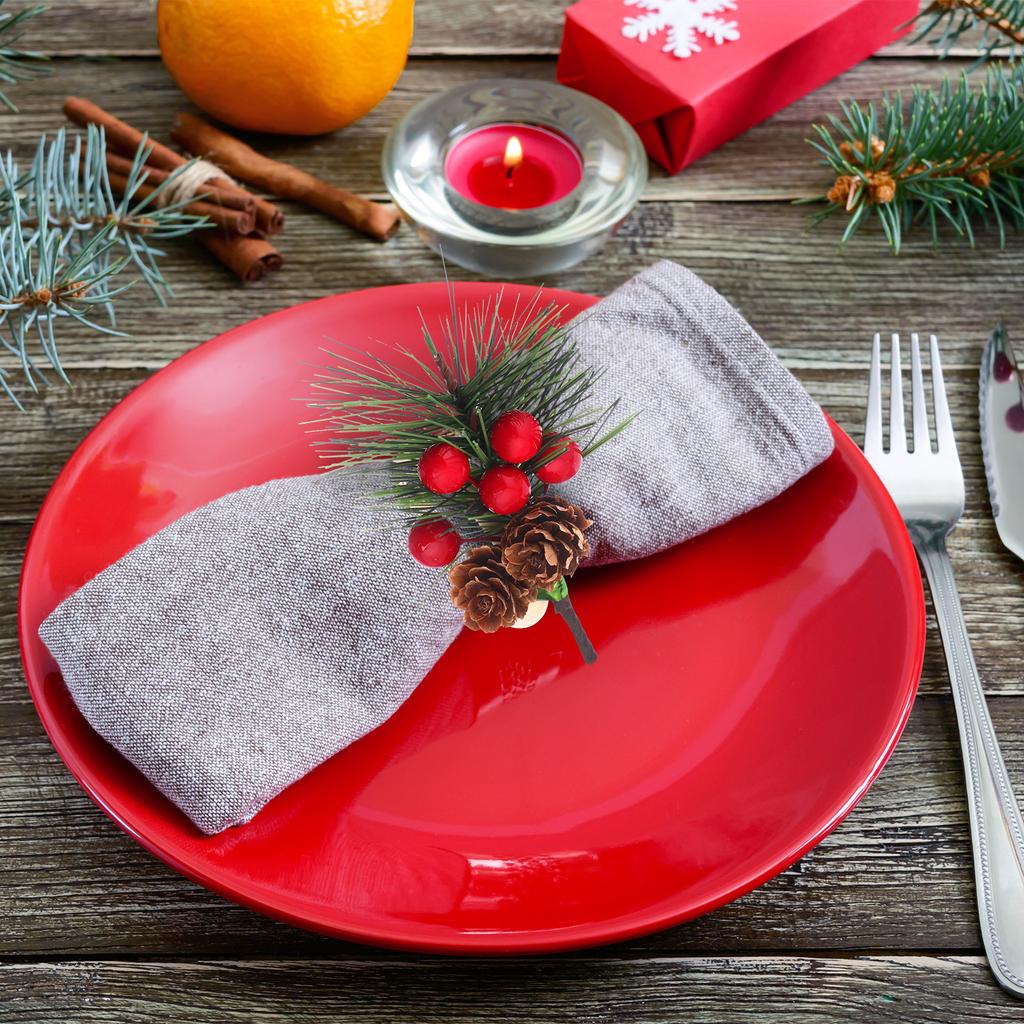 16 Pieces Christmas Napkin Rings Holder Pine Cones Napkin Rings Holder Wood Christmas Napkin Rings Dining Table Setting Decorati