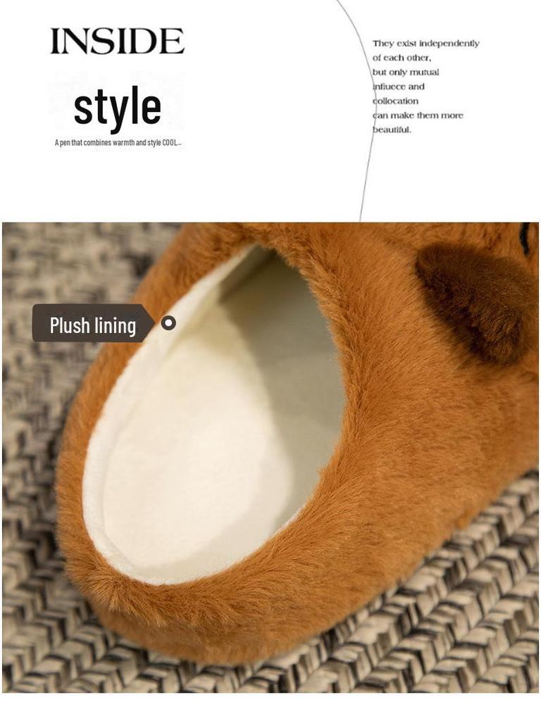Cozy Capybara Slippers: Warm, Non-Slip Cotton Shoes for Indoor Winter Wear and Doll Play for Girls