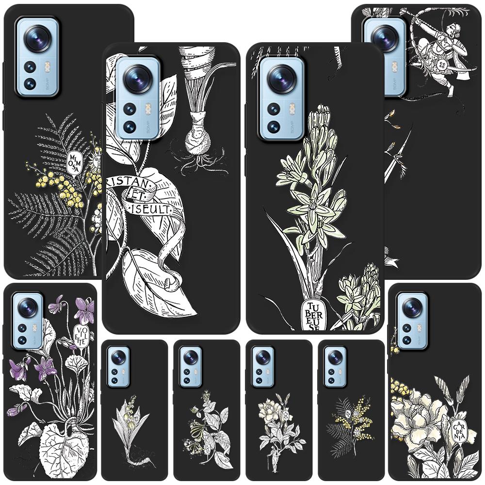 

Sketch Flowers Case for Xiaomi Mi 11 Lite 5G 12 Pro Note 10 10T 9 SE 9T 10S 8 A2 Lite CC9 Redmi Note 11 9S K40 TPU Phone Cover