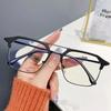 Double Beam Square Frame Presbyopia Glasses Fashionable Metal Half Frame Reading Glasses for Men Anti Blue Light Eyewear