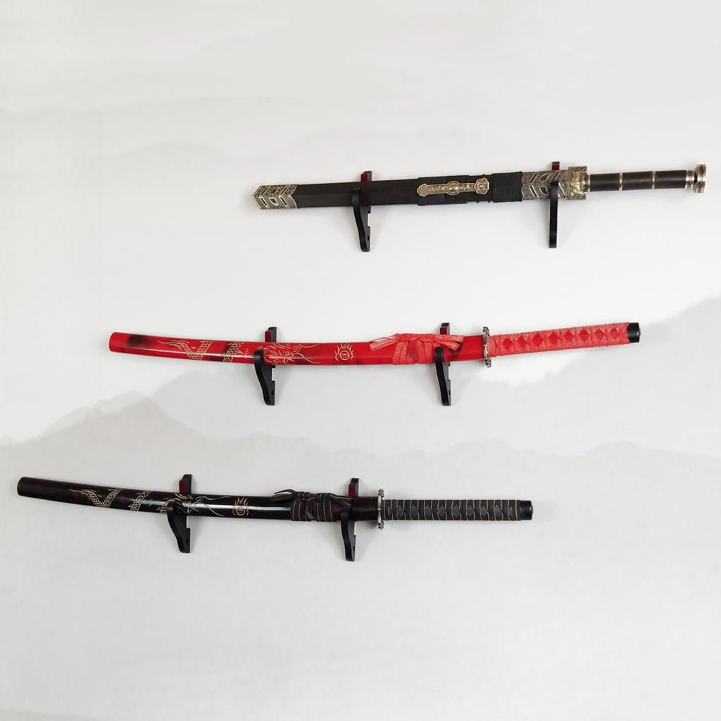 Suport de Perete cu 3 Nivele pentru Katana Suport din Lemn pentru Katana Japoneză Reală Sabie Samurai Sabie Raft de Depozitare Organizator pentru Expunere Cuțite