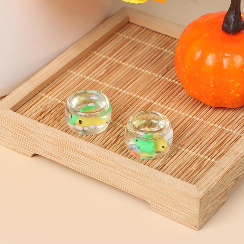 1/12 Lovely Dollhouse Miniature Glass Fish Tank Bowl Aquarium Doll House Home Ornaments Toys