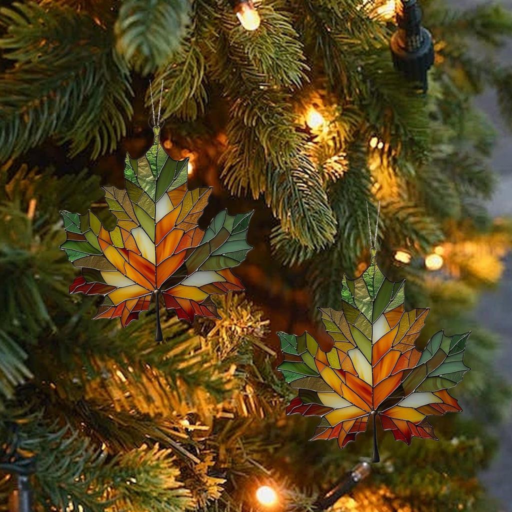 2D Flat Acrylic Maple Leaves Light Catcher Autumn Thanksgiving Day Celebration Home Decor Christmas Tree Pendant Party Supplies
