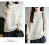 100% Pure Wool Hollow-Out Round Neck Sweater, Women's Autumn/Winter 3D Cable Knit Loose Cardigan