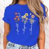 Women's Blouses Faith Hope Love Flower Letter Print T Shirt Women Summer Short Sleeve Fashion Summer Casual T-shirt