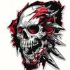 1Pc Spiked Skull Vinyl Sticker, Waterproof Decal for Car Motorcycle Window Bumper Laptop DIY Decoration
