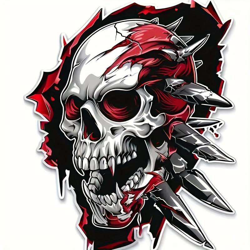 1Pc Spiked Skull Vinyl Sticker, Waterproof Decal for Car Motorcycle Window Bumper Laptop DIY Decoration