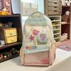 Schoolbag Japanese schoolbag ins wind simple contrast color primary school junior high school students campus backpack sweet cute high value backpack