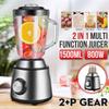 2 In 1 1500ML Mixer Meat Vegetables Fruits Grinder Food Juice Processor Glass Jar High Power Household Blender