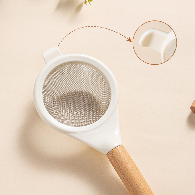 Stainless Steel Flour Sieve Sugar Powder Juice Soybean Milk Foam Filter Fine Screen Wooden Handle Household Kitchen Baking Tools