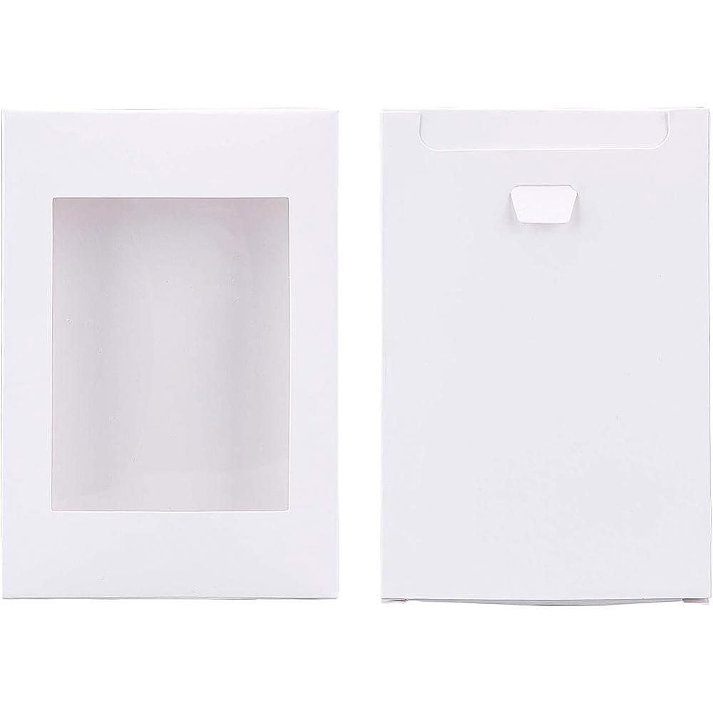 30pcs Foldable Creative Kraft Paper Box Wedding Favor Boxes Favour Box Paper Gift Box with Clear Window Rectangle White Box: 12.5x8.5x1.5cm