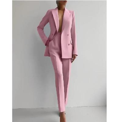 Elegantný blejzrový oblek so širokými nohavicami, dvojdielne súpravy dámskeho oblečenia Klasická tepláková súprava OL Work Street Outfit