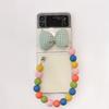 Suitable For Zflip7 Samsung Folding Flip Phone Case Bracelet Plaid Cloth Bow Transparent Protective Case Women'S