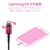 Elecom Fast Music LFS12C Stereo Earphones, In-Ear Type, Lightning with Microphone, 10.0mm Diameter, Heavy-Duty Cable, Pink, EHP-LFS12CMPN, 1.2m
