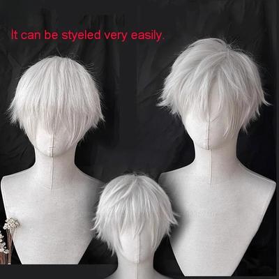 High Quality Kaneki Ken Cosplay Wig Satoru Gojo Nagi Seishiro Short Silver Beige Hair Heat Resistant Synthetic Anime Wigs
