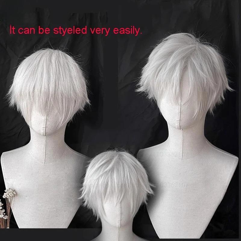 

Высококачественный косплей-парик Канеки Кен Сатору Годжо Наги Сейширо Короткие серебристо-бежевые волосы Термостойкие синтетические аниме-парики United States