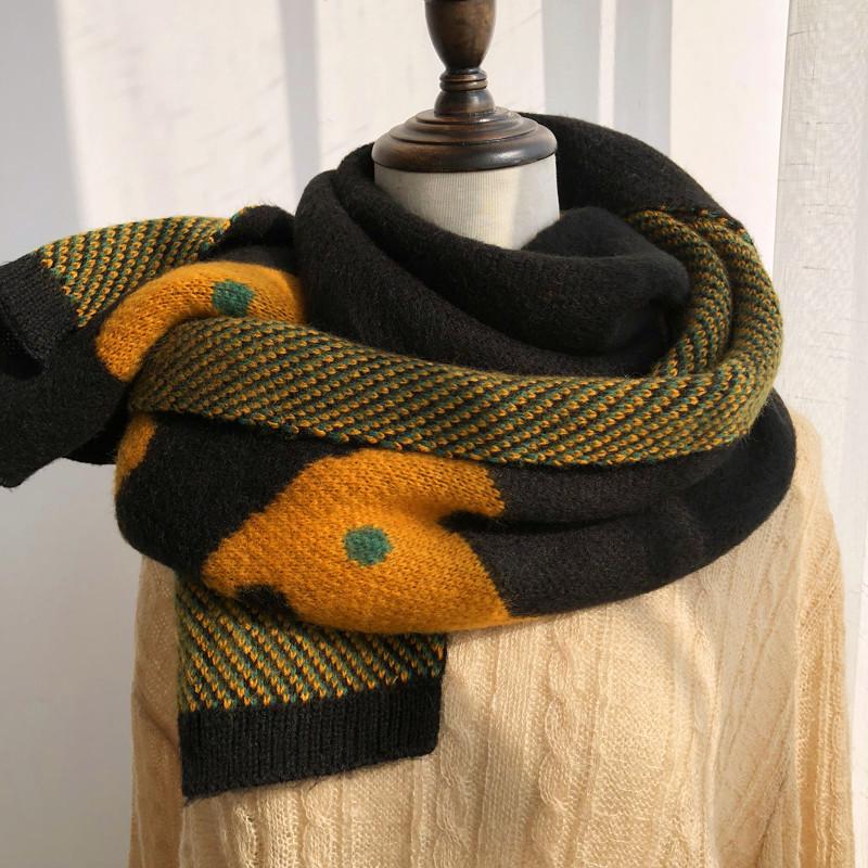 Imitation Cashmere Korean Version Versatile Long Style Age Reducing Student Warm Knitted Woolen Scarf Thickened and Warm