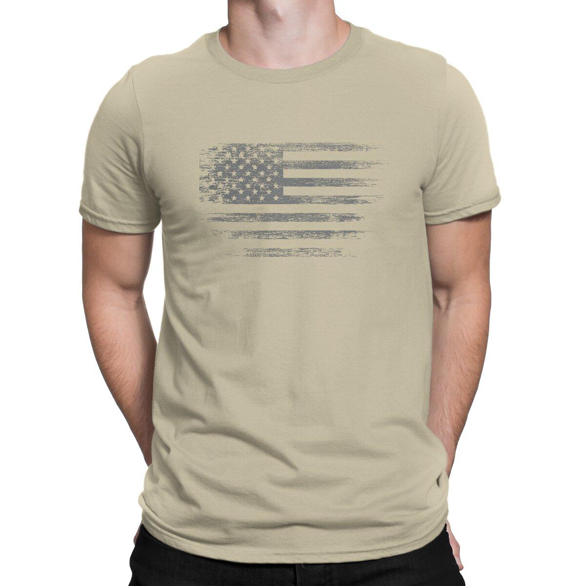 

USA Flag Creative TShirt for Men Round Neck Pure Cotton T Shirt Distinctive Gift Clothes Tops 4XL