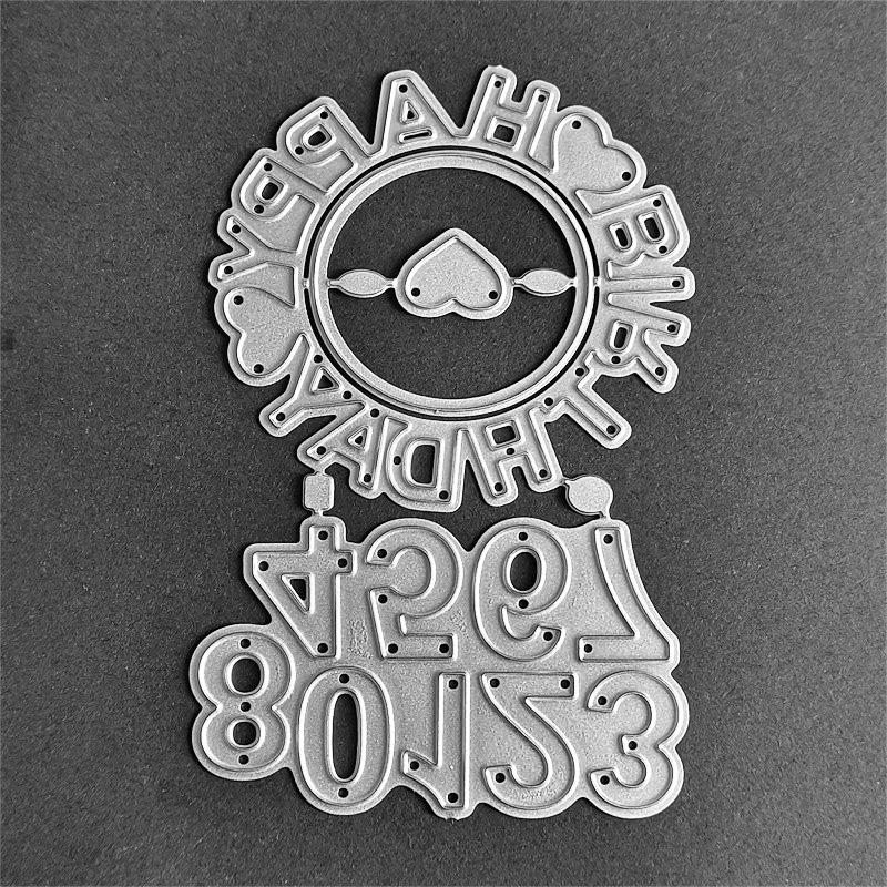 Zahlen- und Geburtstagsbuchstaben, Kunstmuster, Metall, Stahl, Stanzformen, Schablonen, Scrapbooking, Basteln, Stanzen, 3D-DIY, Festival-Kartenherstellung
