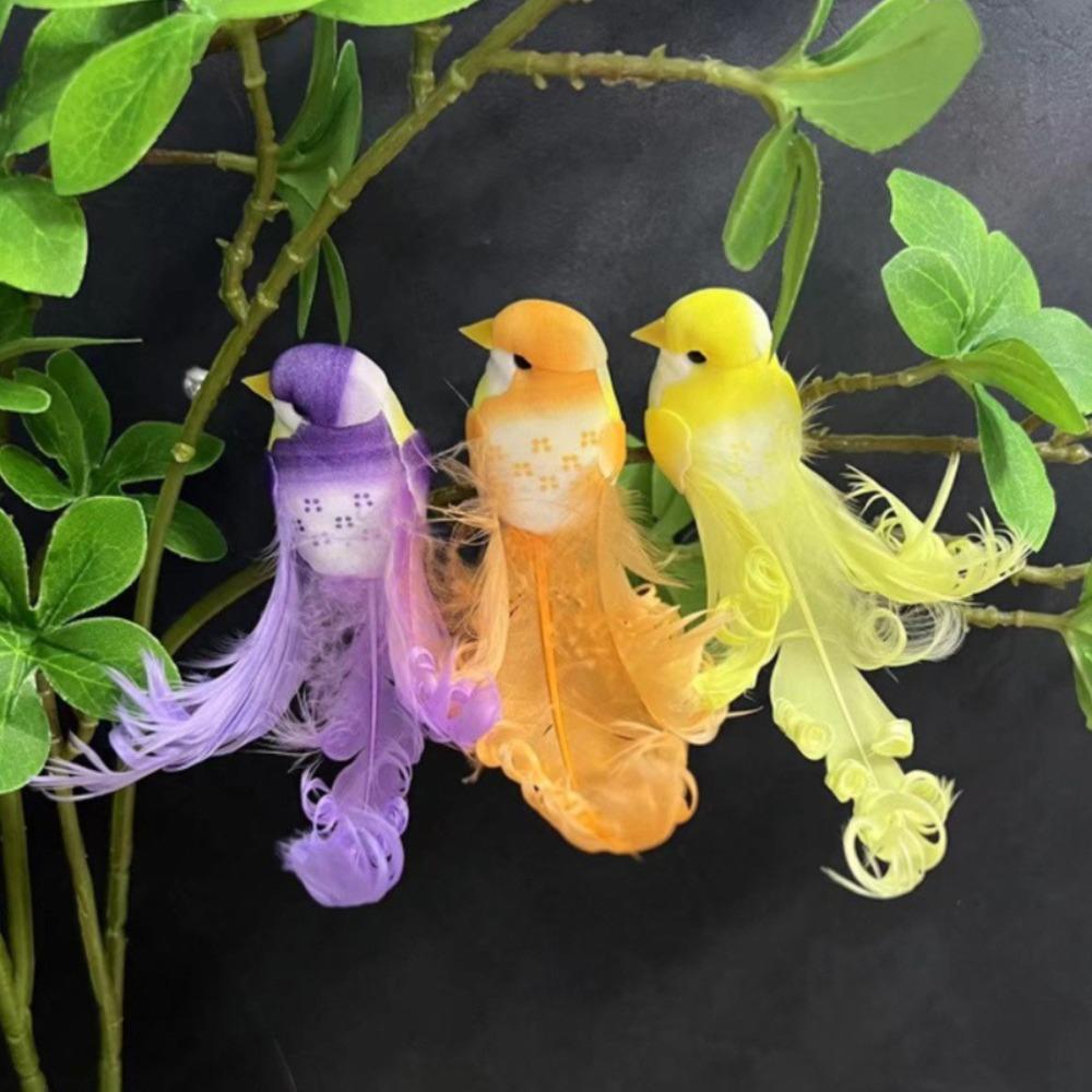 6PCS Colorful Simulation Birds Statue Artificial Foam Feathers Birds  For Wedding Christmas Home