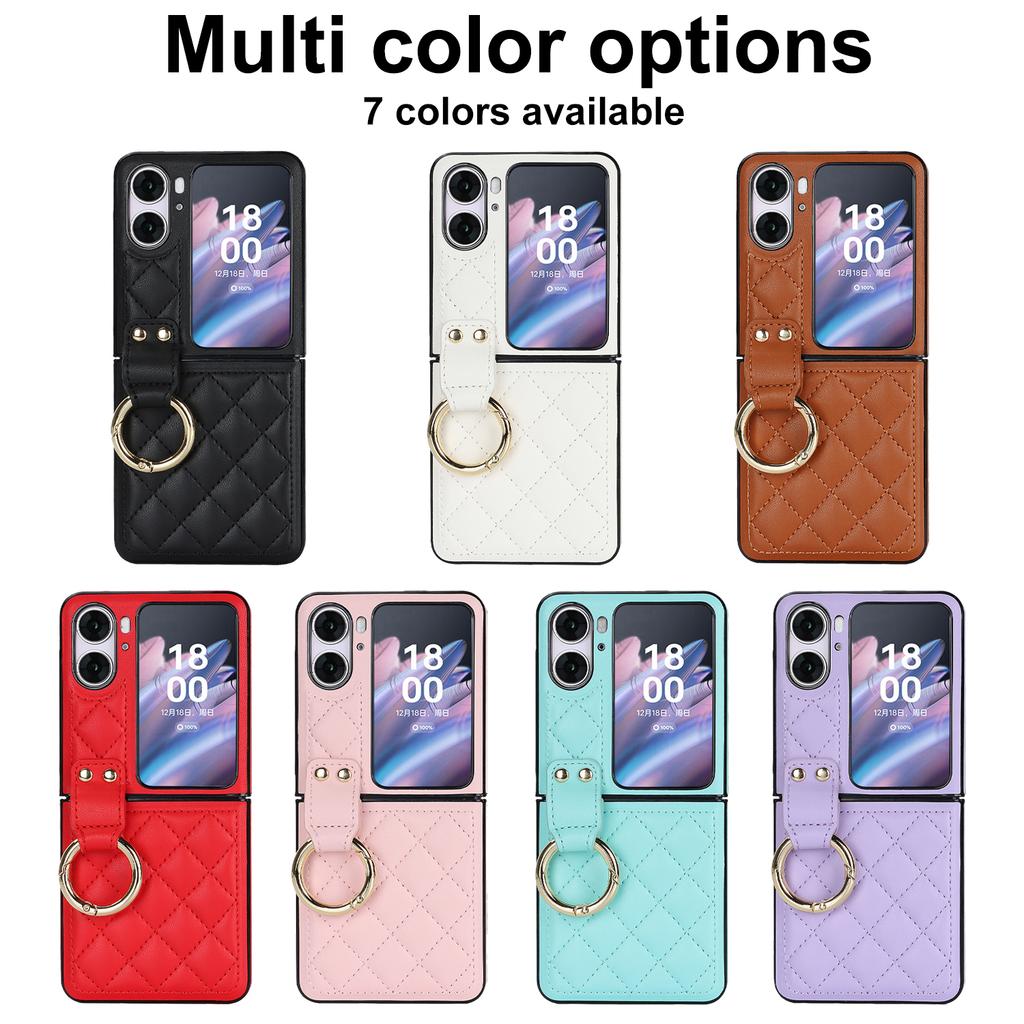 Emboss Diamond Ring Holder Leather Phone Case for OPPO Find N2 Flip 5G N2Flip CPH2437 N 2 Kickstand Ultra Thin Shockproof Cover