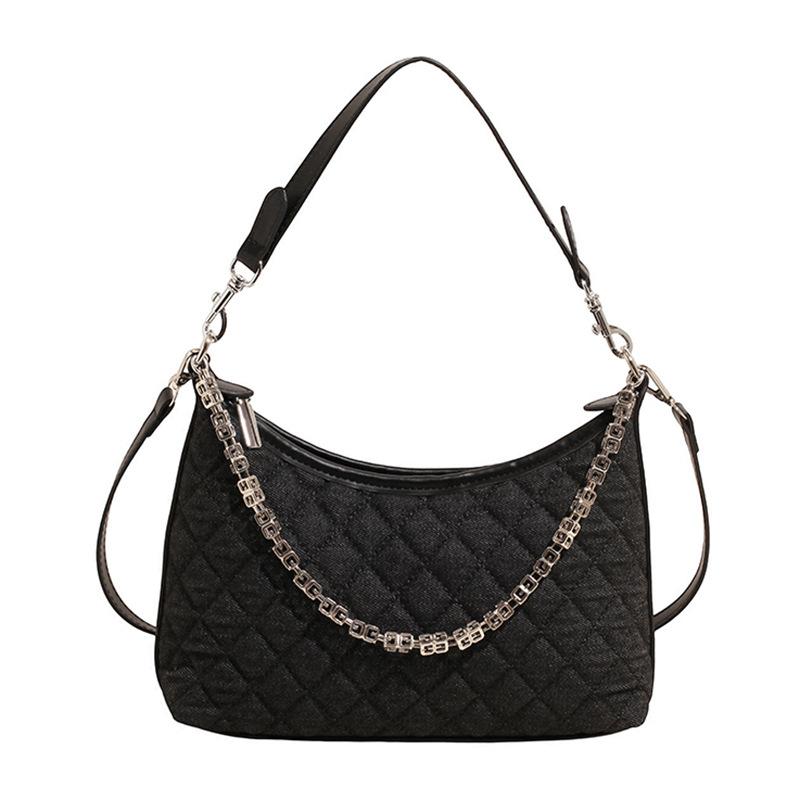 

New Armpit Bag Women s Fashion Diamond Chain Shoulder Messenger Bag чёрный