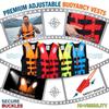 Adjustable Buckle Life Jacket with Reflective Strips for Paddleboarding Kayaking and Water Sports Safety Vest for Adults and Youth