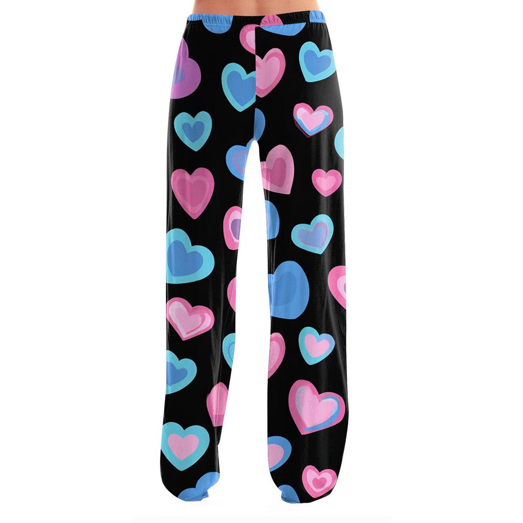 Women's Valentine's Day Heart,themed Casual Milk Silk Fleece Pants, Sleep Pants, Home Pants