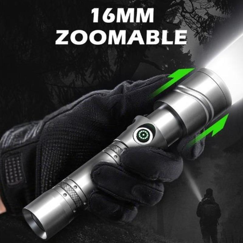 Aluminum Alloy Laser Flashlight USB-C Rechargeable 1200mAh Battery Long Range Beam Underwater Diving Hunting Search Light