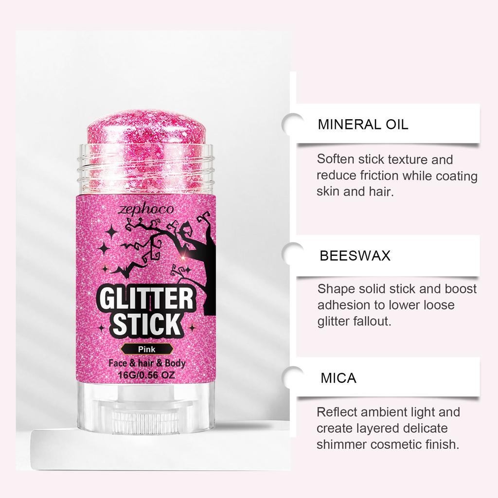 Halloween Glitter Makeup Stick Pink Shimmer Eye Face Makeup Pen Festival Party Cosmetic Stick