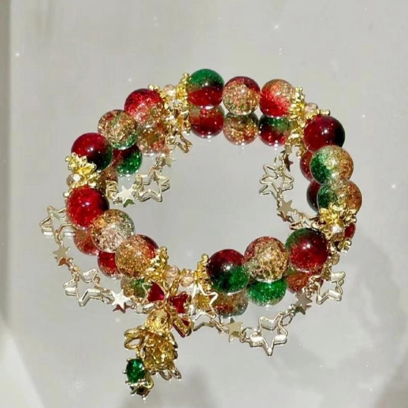 Christmas Luxury Beaded Gingerbread Man Bracelet: Creative Cartoon Ornament