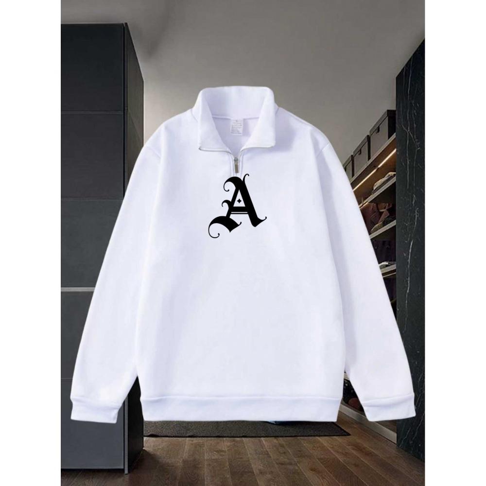 

Men s Casual Half Zip Collar Sweatshirt, Fashionable Pullover, Spring and Autumn New Warm and Cold Top XXL