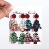 Colorful Sequin Acrylic Christmas Tree Drop Earring Set for Women Trendy Xmas Candy Bells Statement Earring Party Jewelry Gifts