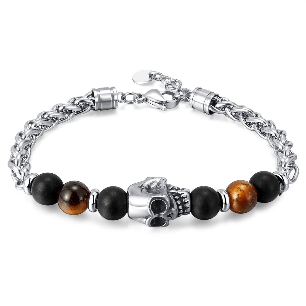 Eye of the tiger Beads Bracelet Hip-hop Skeleton Stone Bracelets Bulk Vintage Hand Accessories for Man ALN25123005