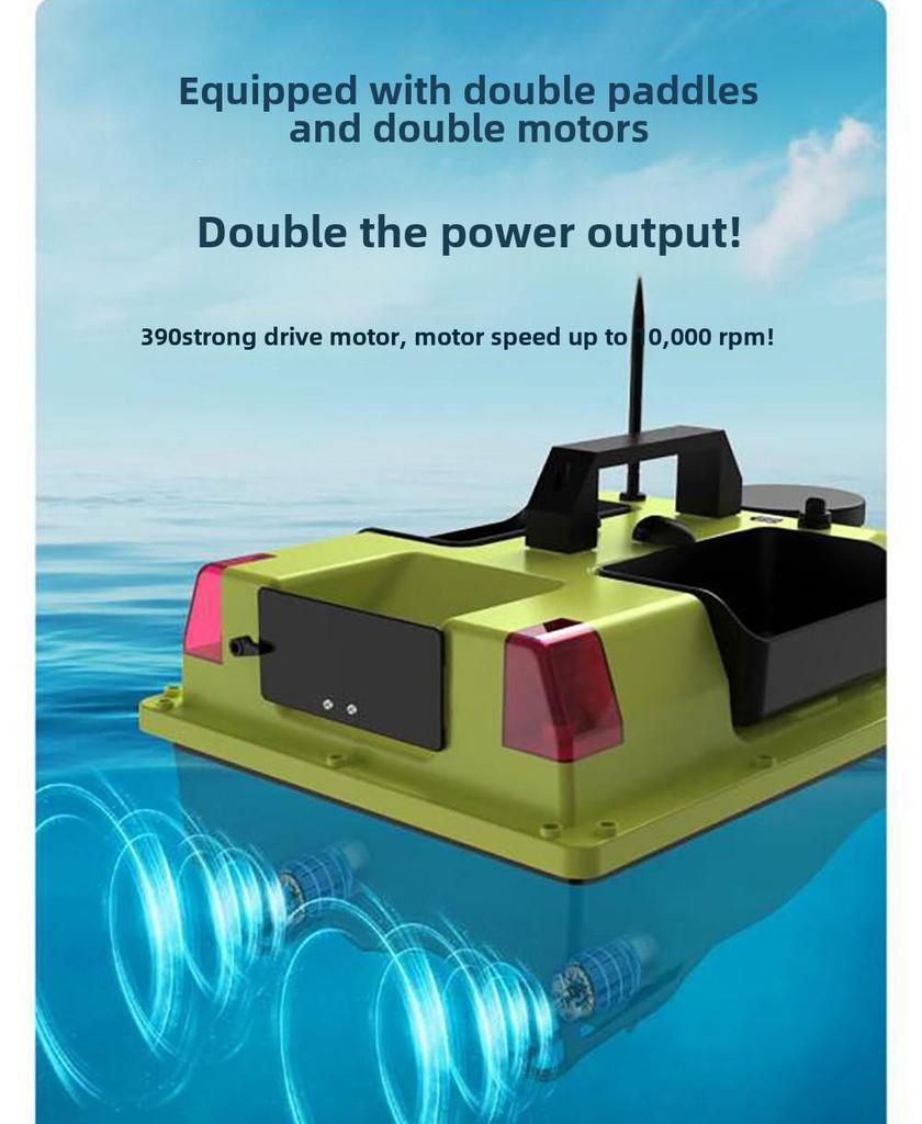 Fishing Boat GPS with Auto Return, 500m Remote Control, Bait Delivery, and Triple Storage Compartments