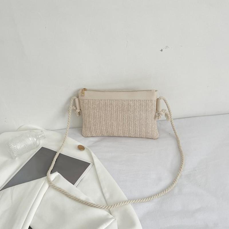 Fashi Woven Straw Bag Handmade Rattan Crossbody Handbags Knit Summer Beach Small Purse Women Shoulder Messenger Bags