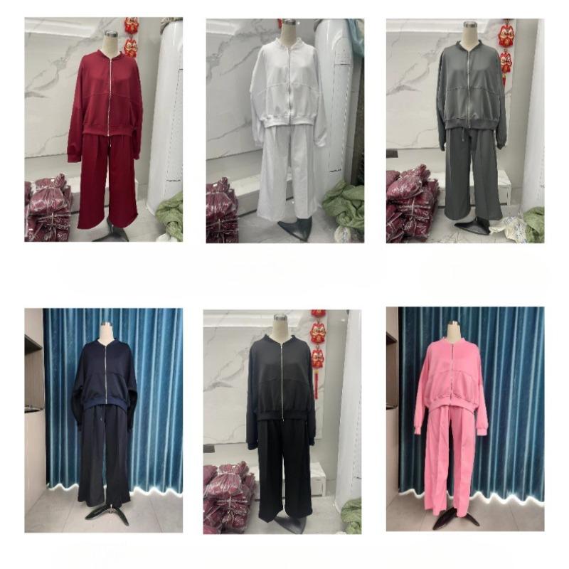 Jachetă de hanorac simplă la modă de primăvară cu gât rotund și pantaloni casual cu picioare drepte